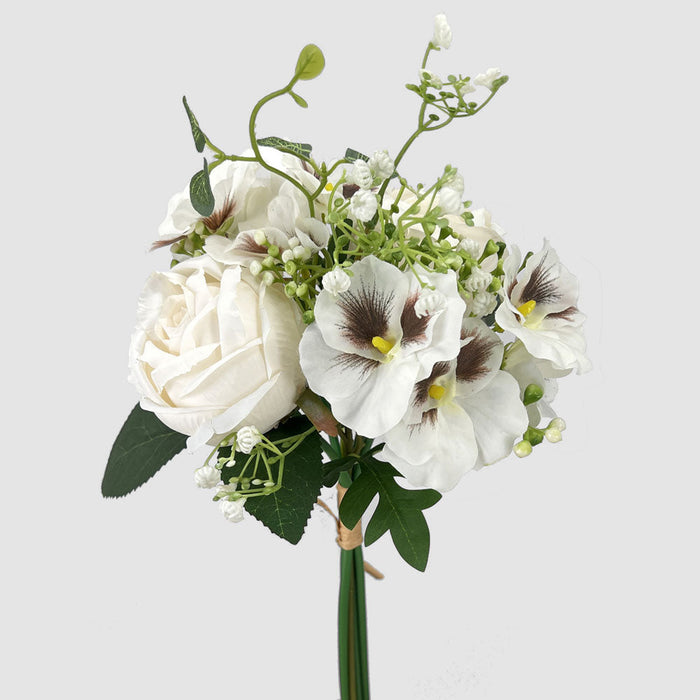 Rose Pansy Bouquet White 2 pcs