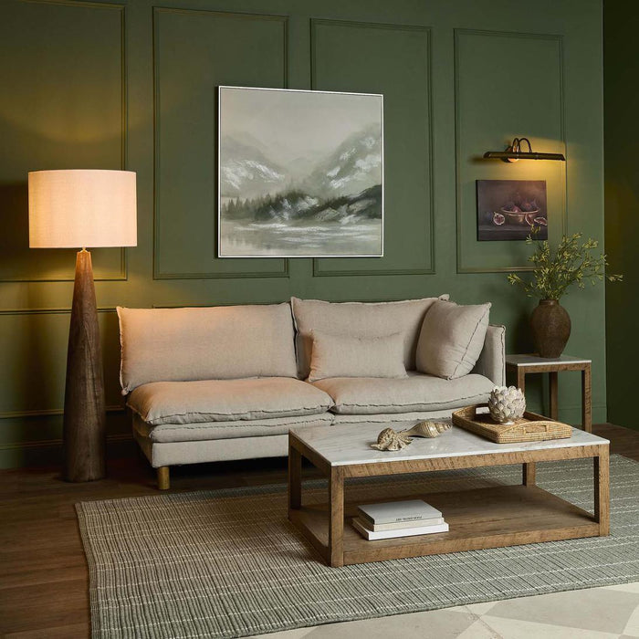 Samson Wood Floor Lamp Saddle Base with Natural Shade