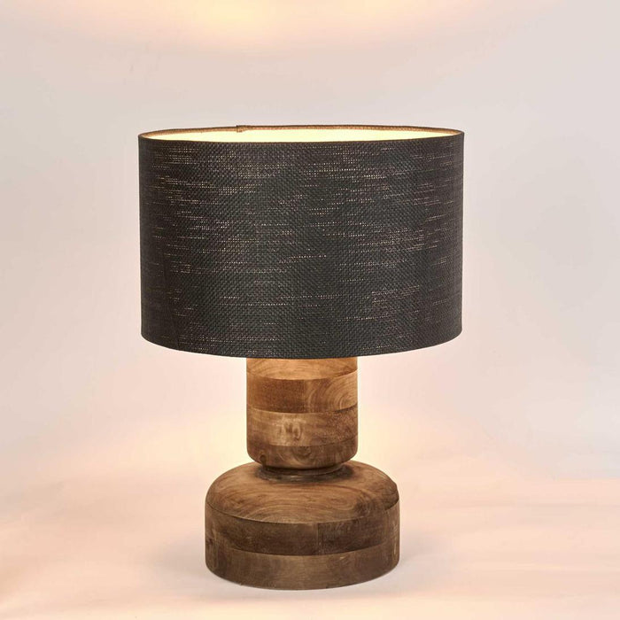 Clem Timber Table Lamp Black Shade
