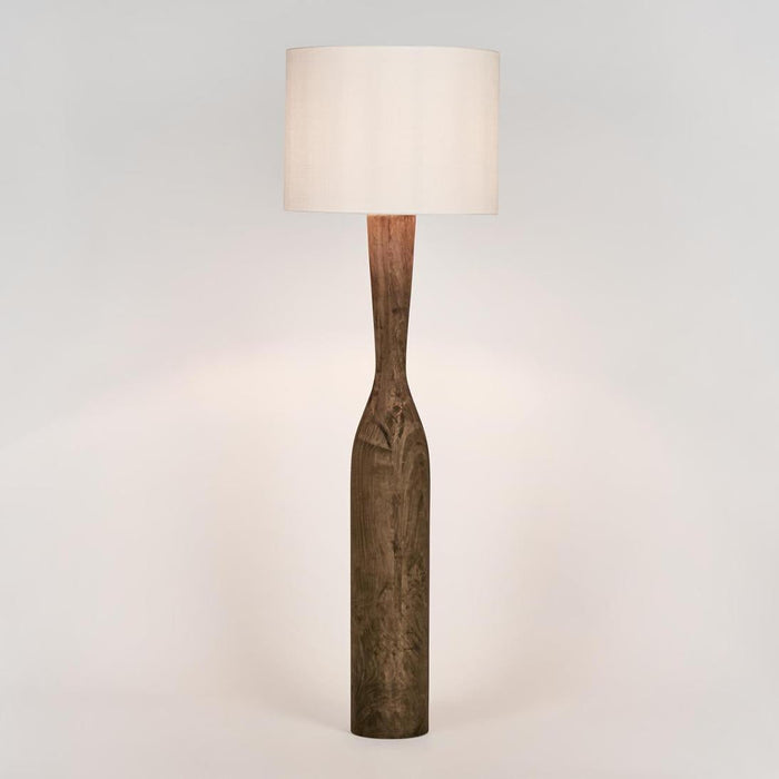Callum Timber Floor Lamp Base With White Shade