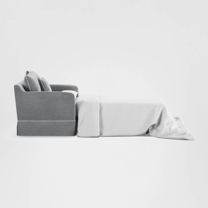 Noosa Hamptons 1.5 Seat Sofa Bed Grey W/White Piping