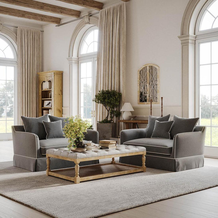 Noosa Hamptons 1.5 Seat Sofa Bed Grey W/White Piping