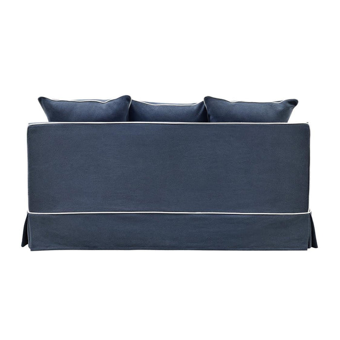 Noosa Hamptons 2.5 Seat Sofa Bed Navy W/White Piping