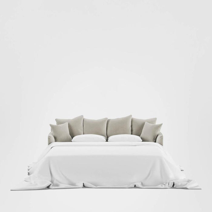 Noosa Hamptons 3 Seat Queen Sofa Bed Natural W/White Piping