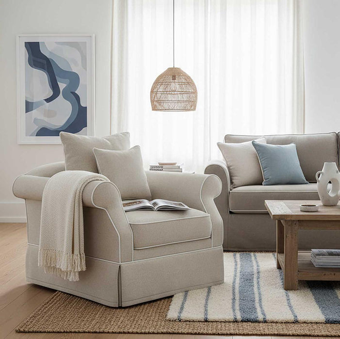 Avalon Hamptons Armchair Natural W/White Piping