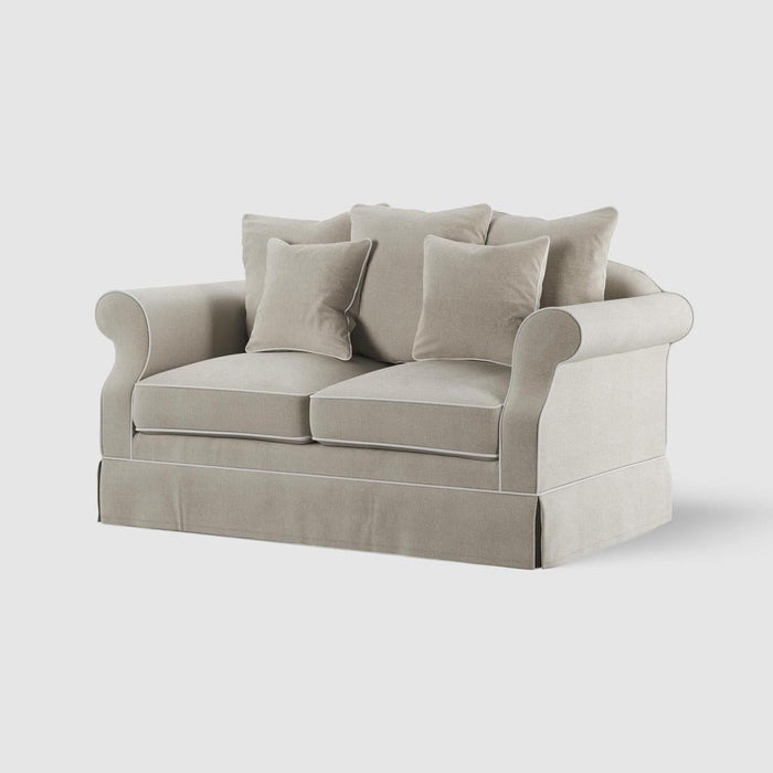 Avalon Hamptons 2 Seat Sofa Natural W/White Piping