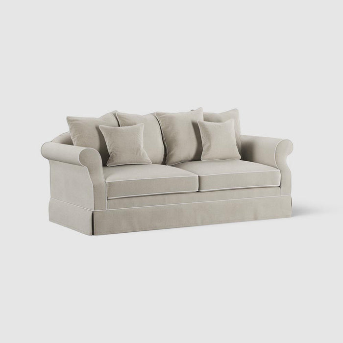 Avalon Hamptons 3 Seat Sofa Natural W/White Piping