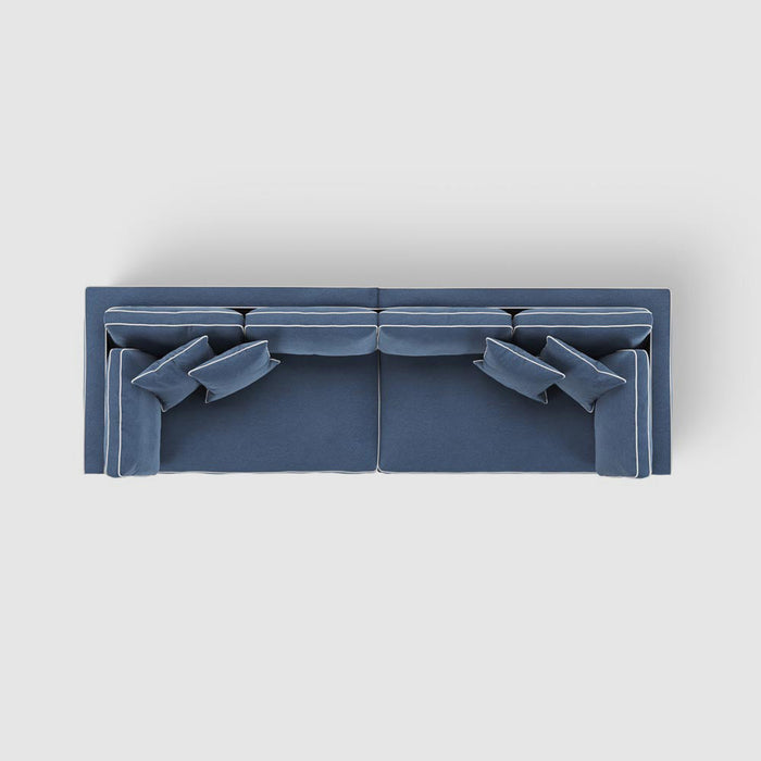 Marbella 4 Seat Sofa Navy W/White Piping