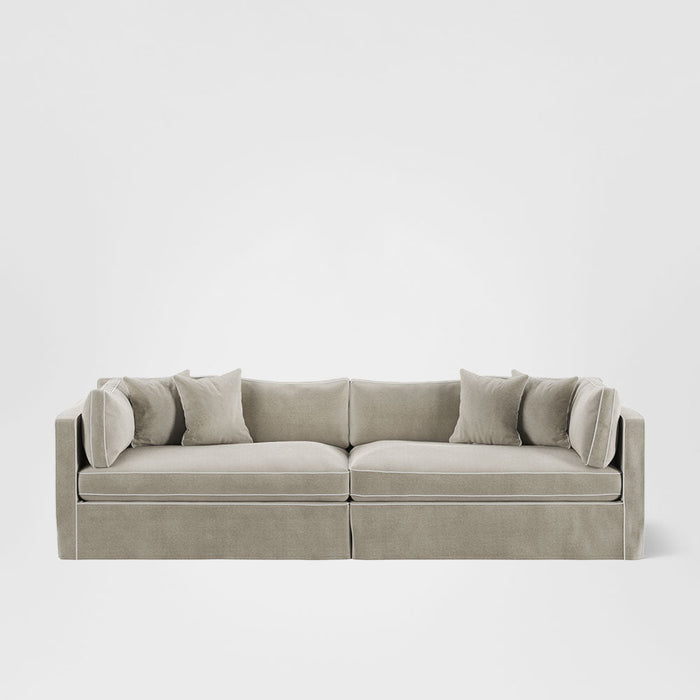 Marbella 4 Seat Sofa Natural with White Piping