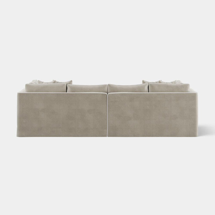 Marbella 4 Seat Sofa Natural with White Piping