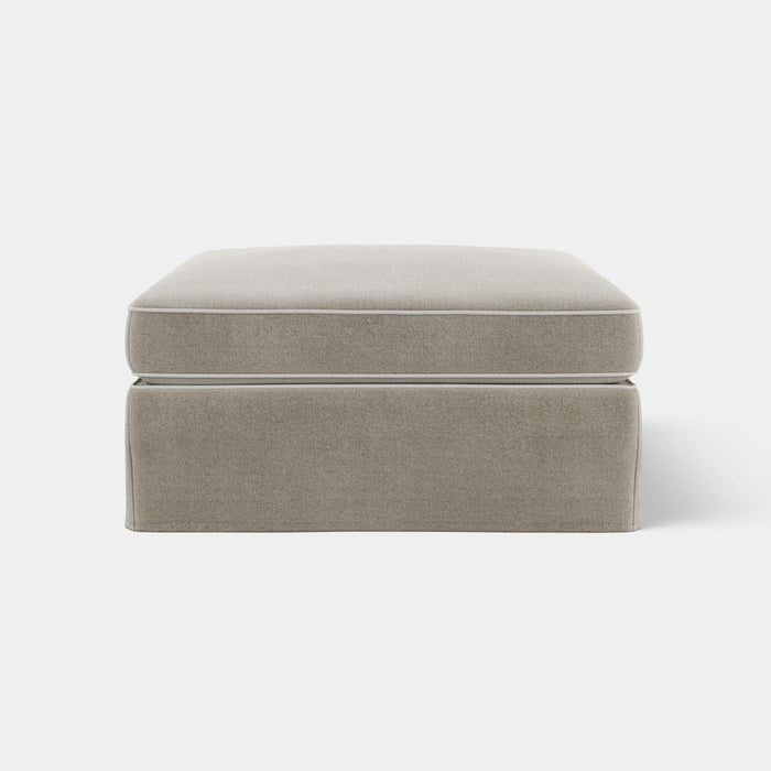Marbella Ottoman Natural with White Piping