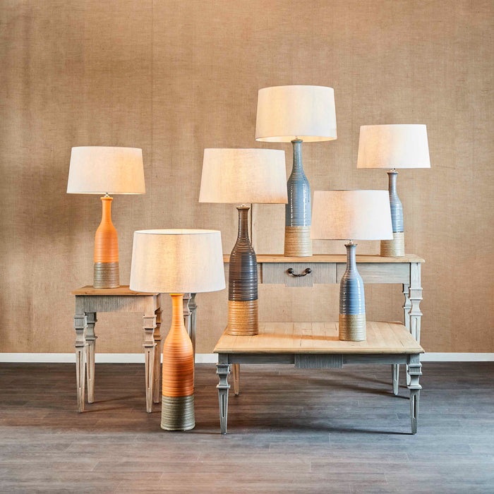 Potters Large - Grey/Brown - Tall Thin Glazed Ceramic Table Lamp