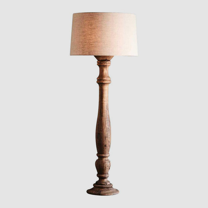 Candela Large - Dark Natural - Turned Wood Candlestick Floor Lamp