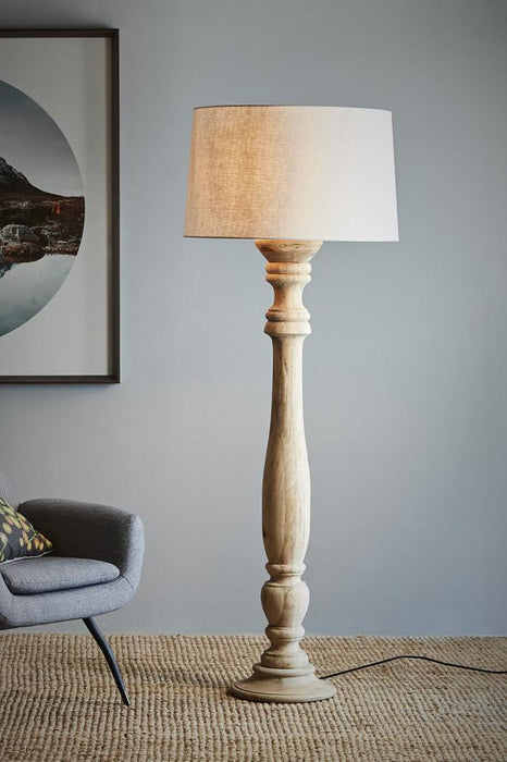 Candela Large - Natural - Turned Wood Candlestick Floor Lamp