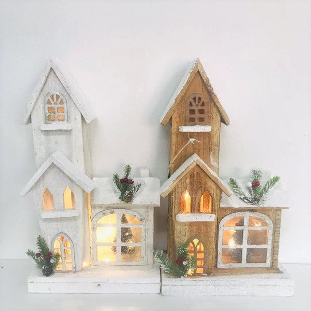 42cm Wooden House with 15 LED Lights ‚Äì Cozy Christmas Accent Piece