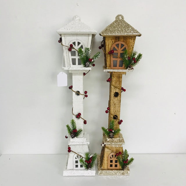Christmas Lighted Table Decorations, Tabletop Figurine, Battery Operated (Red Cardinal) Wooden Street Lamp 60Cm+10Led
