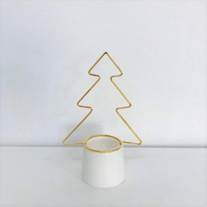 Porcelain +Metal Tree T-Light Holder 11.3*6.5*17.7Cm