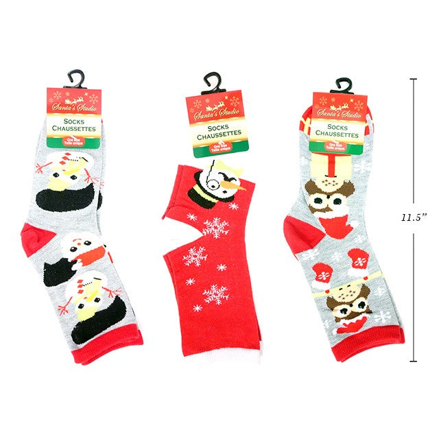 Xmas Crew Socks 6Asst