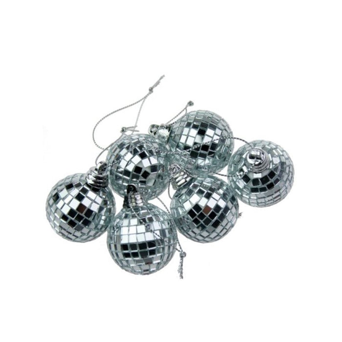 Mirror Ball Silver Pk6 4Cm Pvc Box