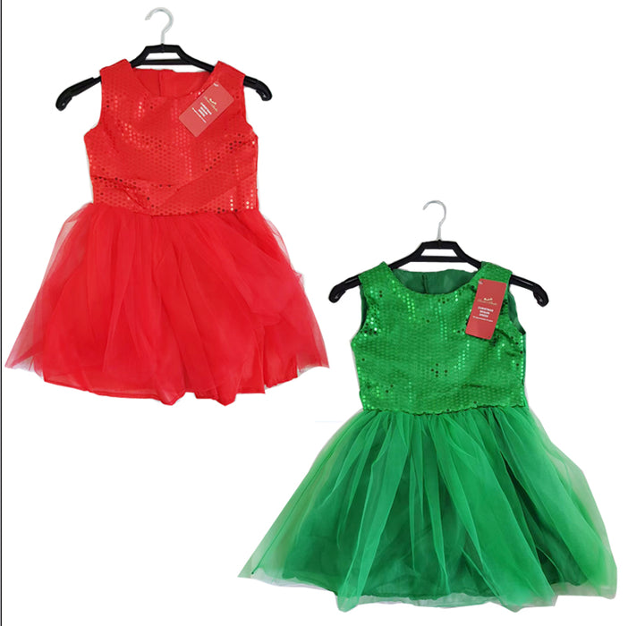 Xmas Dress Sequin W/Long Bows 61Cm 2Asst