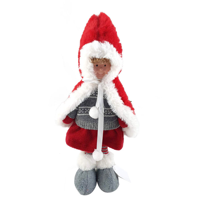 Plush Winter Kid In Cape Girl 14X19X38Cm