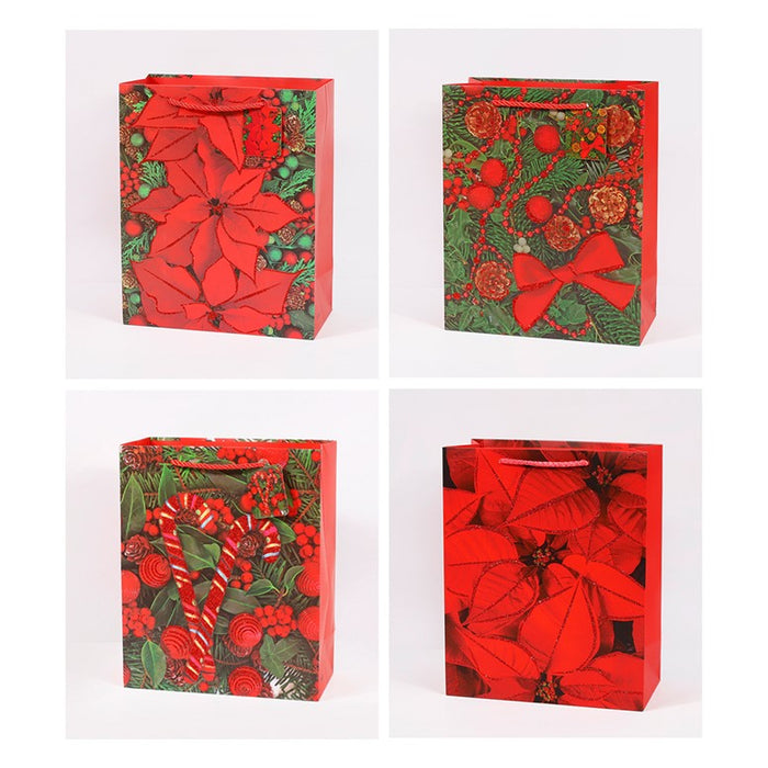 Xmas Gift Bag Poinsettia 32*42*11.5Cm Ex 4A