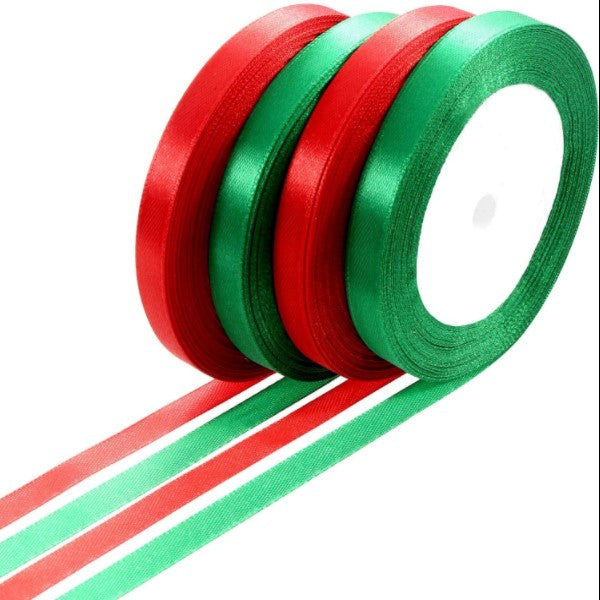 Xmas Ribbon Satin 1Cmx10M Red/Green