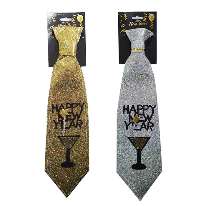 New Year Tie Silver/Gold 2Asst