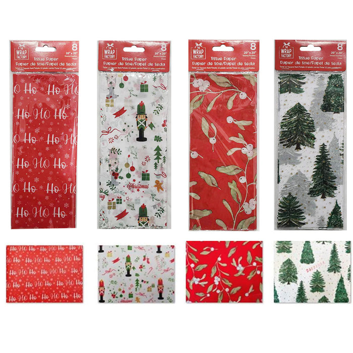 Christmas Tissue Paper 8Sheets 50.8X50.8Cm 10Asst