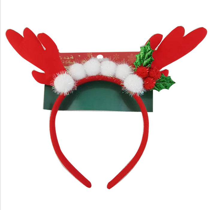 Xmas Headband Antlers With Pompoms