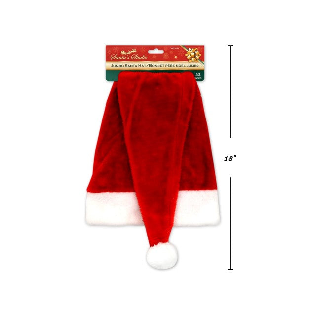 Santa Hat 76Cm Jumbo Plush W/White Plush Trim