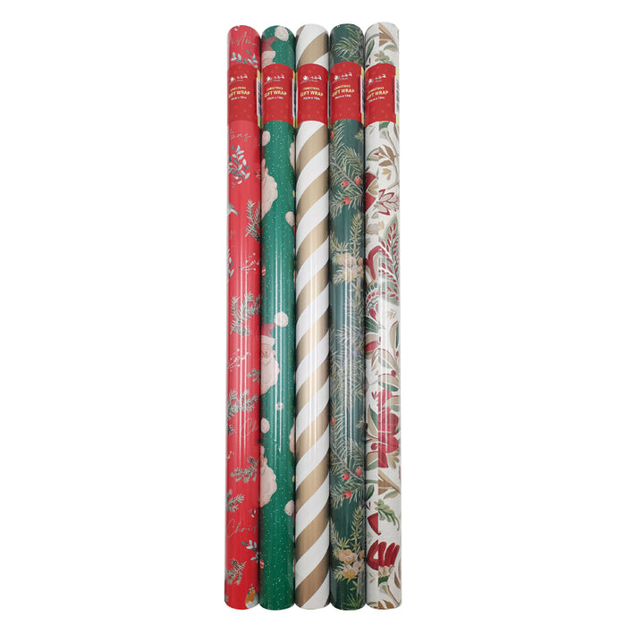 Xmas Gift Wrap 70Cmx10M 6Asst