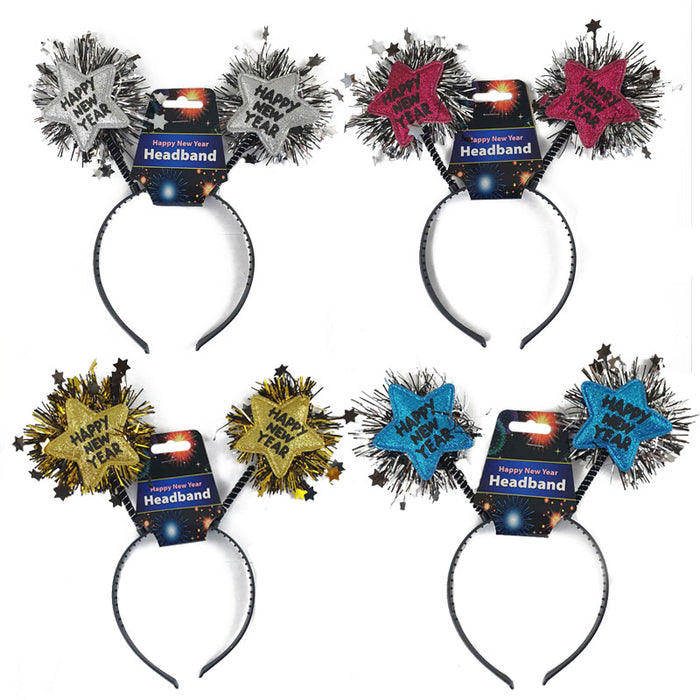 Glitter Headband 2025 New Year Tinsel Letter Hair Hoop Woman Christmas Headband 21X23Cm 2Asst