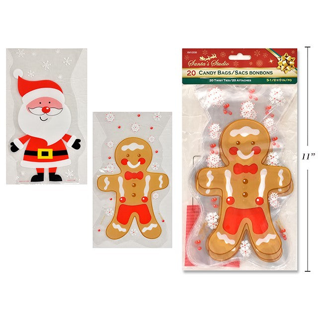 Xmas Cello Candy Bags 20Pk 13X23Cm 2Asst