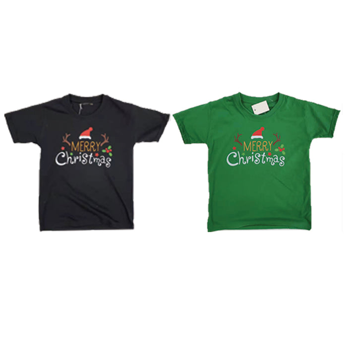 Xmas T-Shirt Kid'S Merry Christmas 3Sizes 85% Polyester +15%Cotton