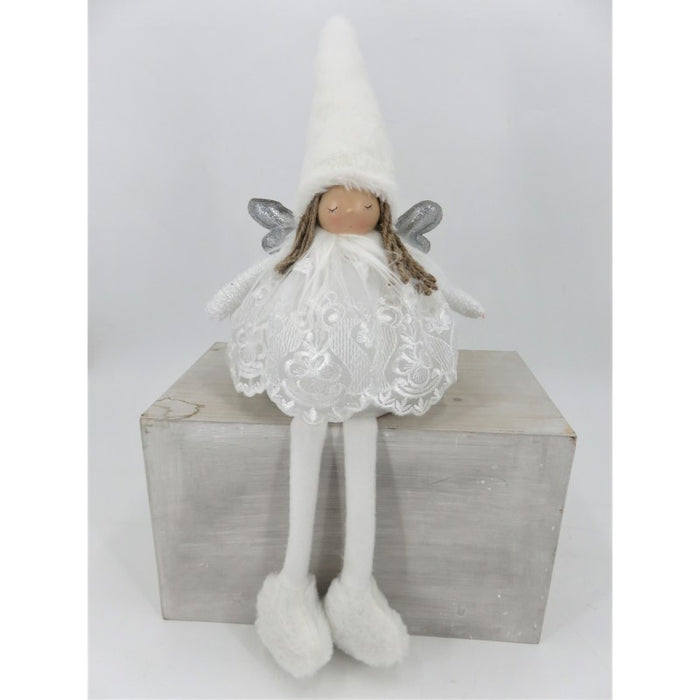 Plush Hat Angel White Lace Sitting 20X16X50Cm Led Light