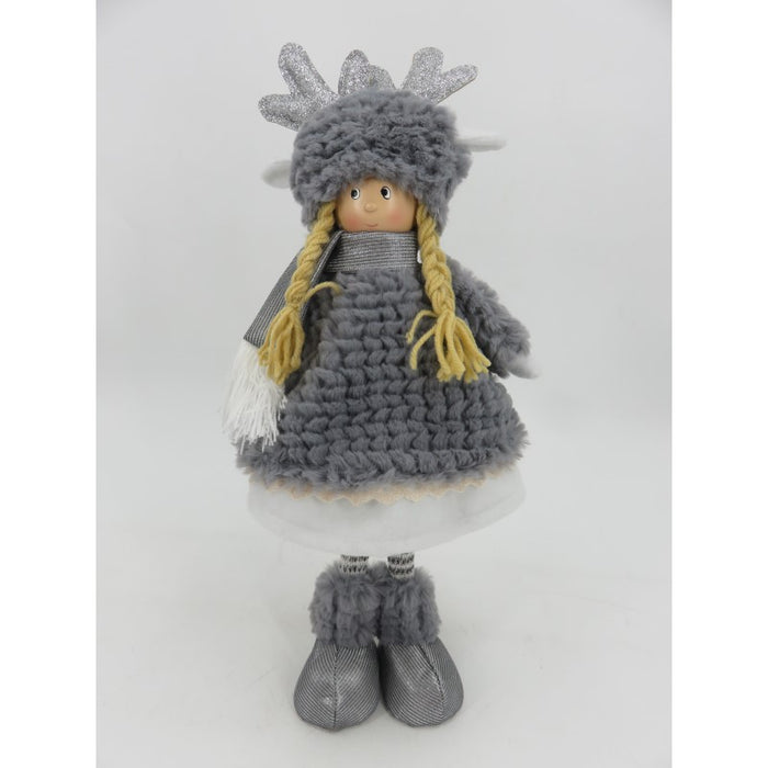 Plush Antler Hat Girl Standing 14X10X40Cm