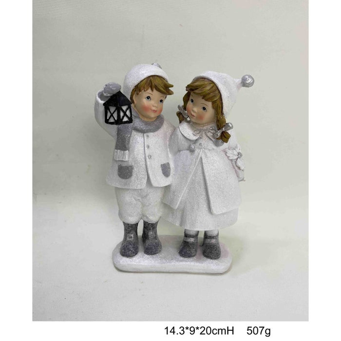 Winter Boy&Girl 14X9X21Cmh