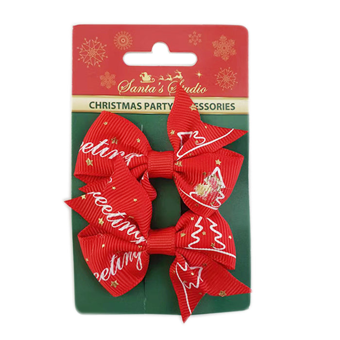 Xmas Hair Clips 2Pk Red Bow