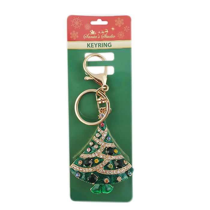 Xmas Keyring Xmas Tree Diamonte Green