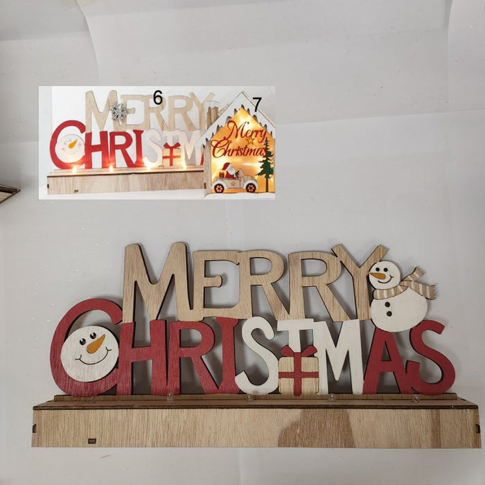 Light-Up "Merry Christmas" Wooden Sign 30x14.5x5cm ‚Äì Warm LED Christmas Decor