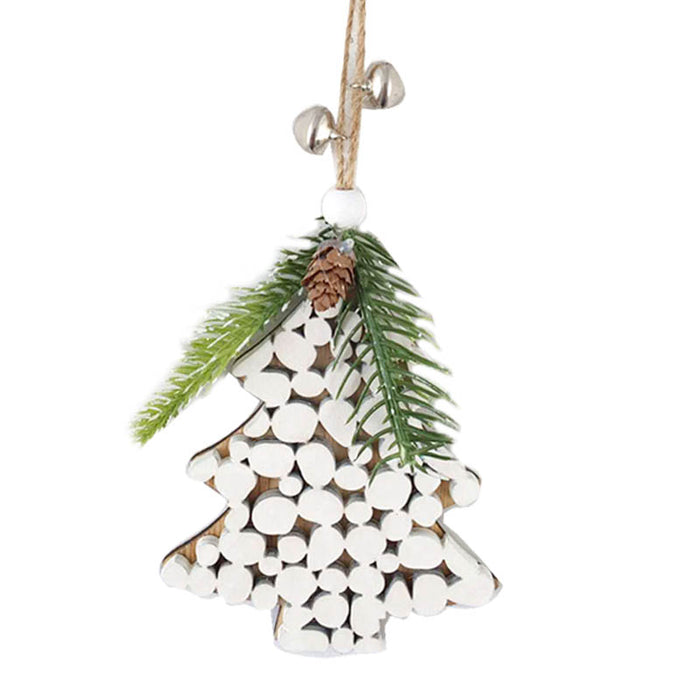 Wooden Hanging Tree Heart with Pine ‚Äì 9.5x11.5cm Rustic Holiday Ornament