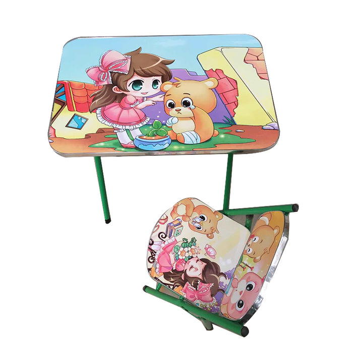 Kids Chair & Table 60X40Cm Girl&Bear