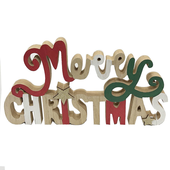 Wooden Tabletop Merry Christmas Christmas Wooden Sign Table Top Christmas Tree with Snowman Santa Claus Decor 30*17Cm