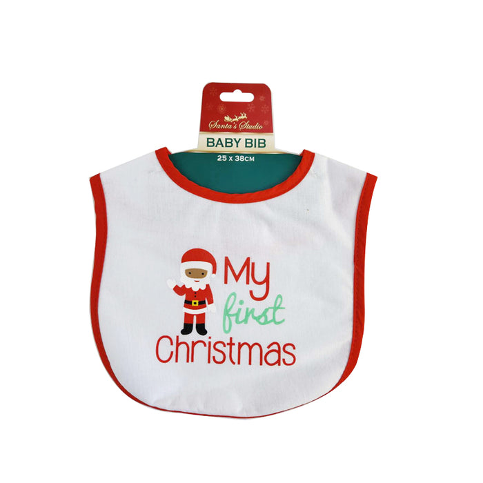 Xmas Baby Bib 28X38Cm 4Asst