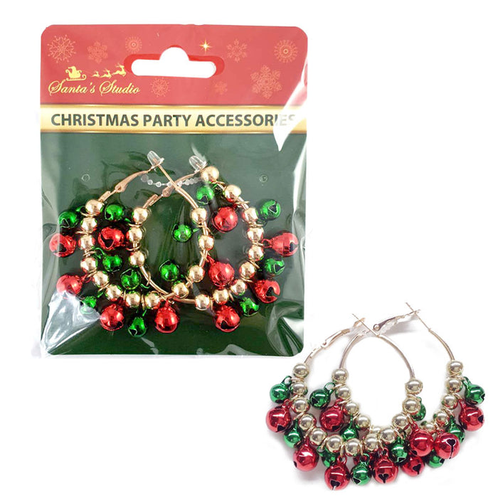 Xmas Earrings 1 Pair Ring W/Mini Bells