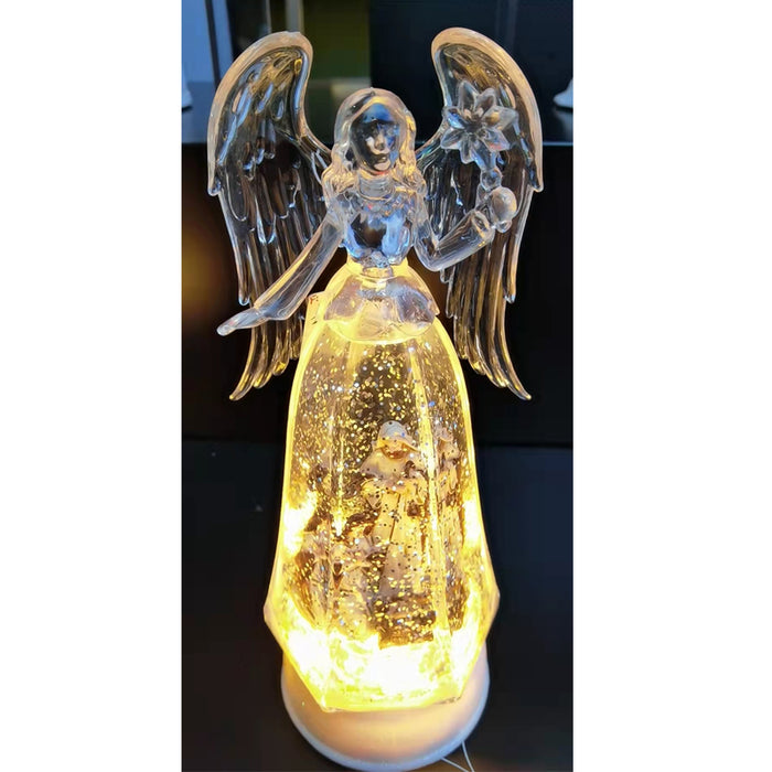 Water Glittern Crystal Angel Nativity 9.8X26Cm