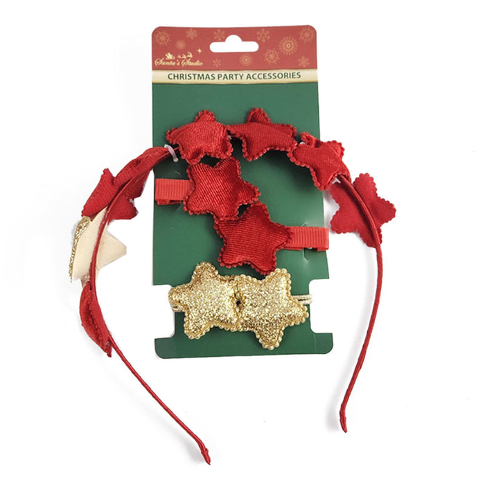 Xmas Hair 5P Headband+Hair Clips+Hair Bands Star Dsn