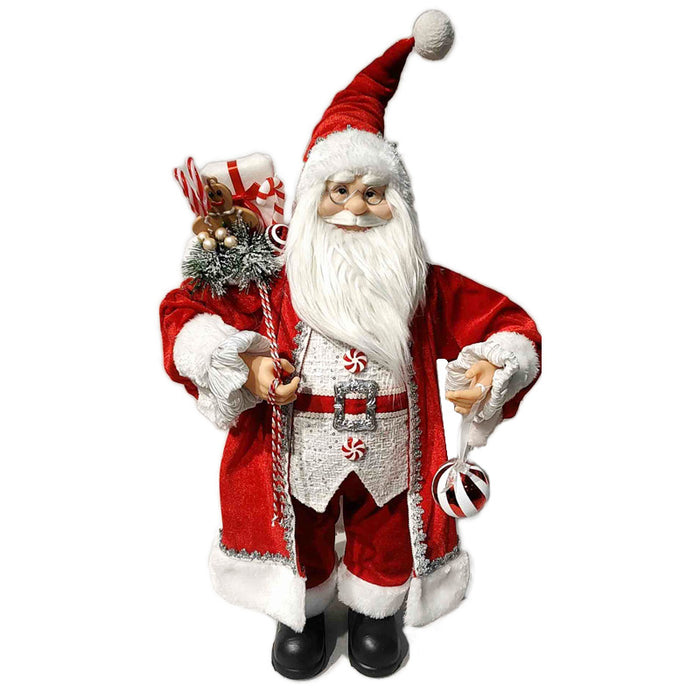 30Cm Santa Red Coat W/Bauble & Sack