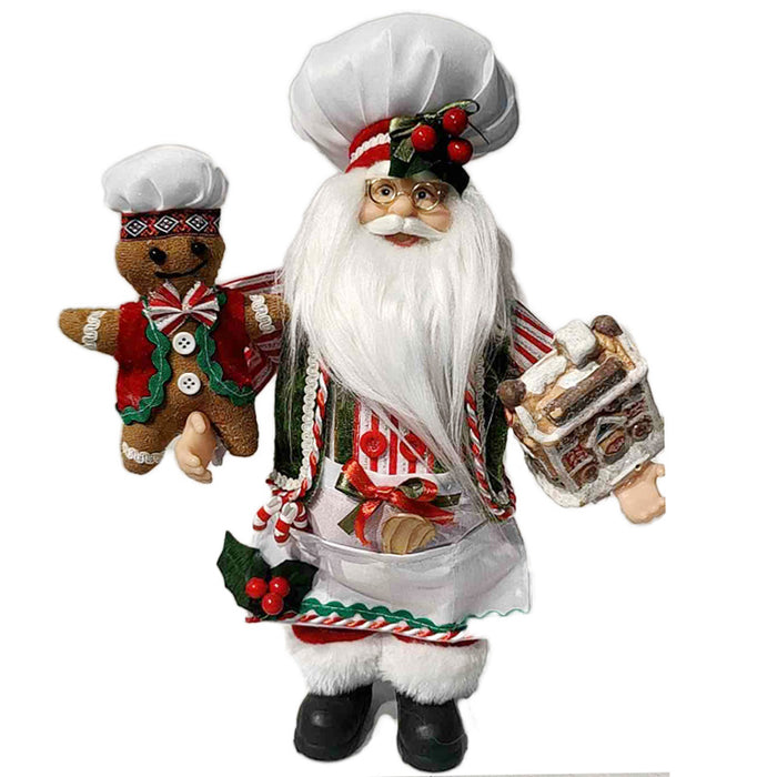 45Cm Santa Chef Dress W/Ginger Man & House